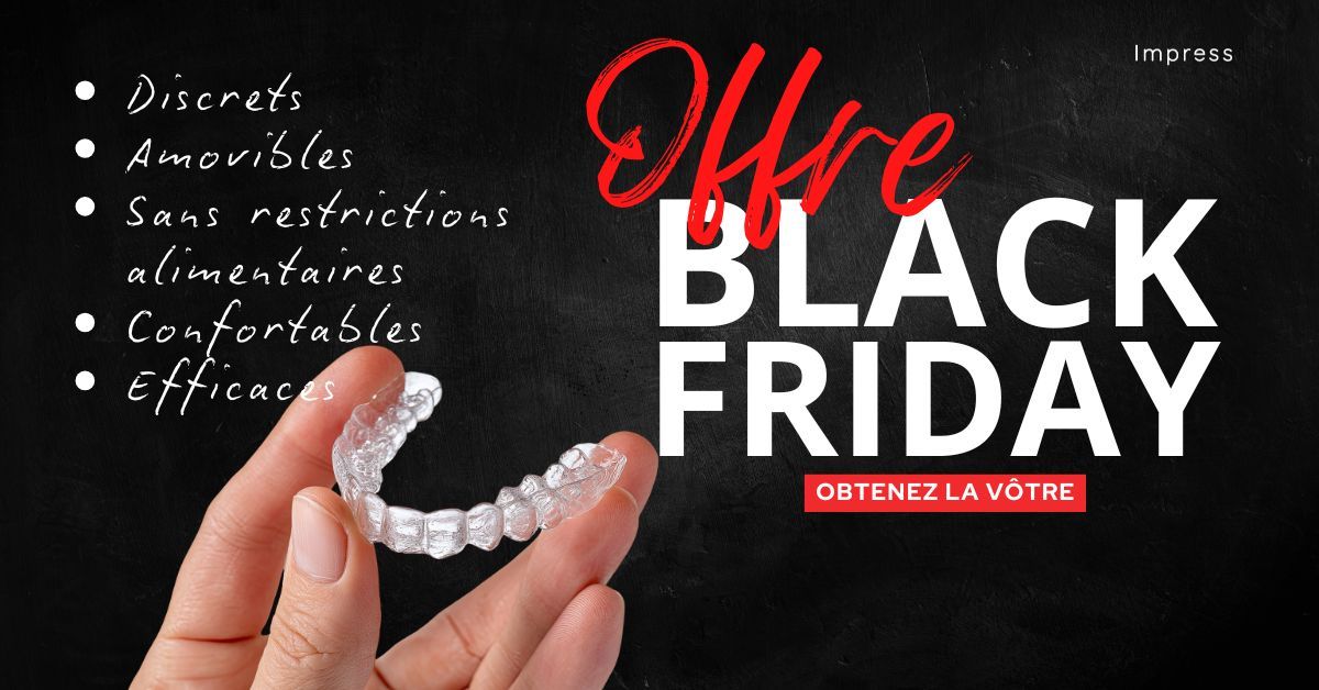 Une main tenant des aligneurs pour présenter Black Friday.