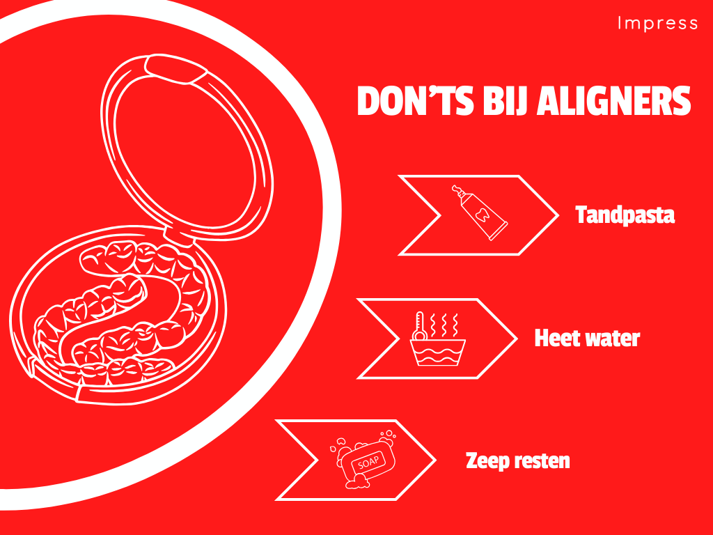 foto dat laat zien wat je niet mag doen met aligners