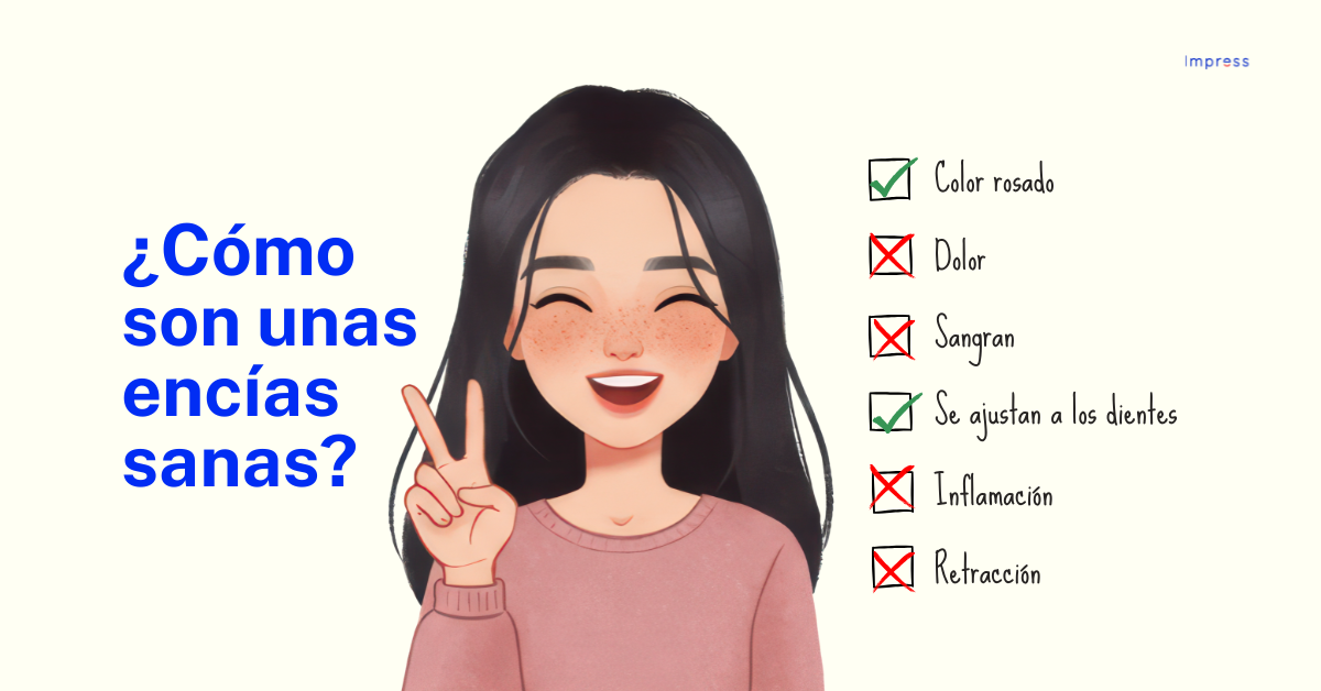 Inforgrafía sobre las caracterísiticas de unas encías sanas.