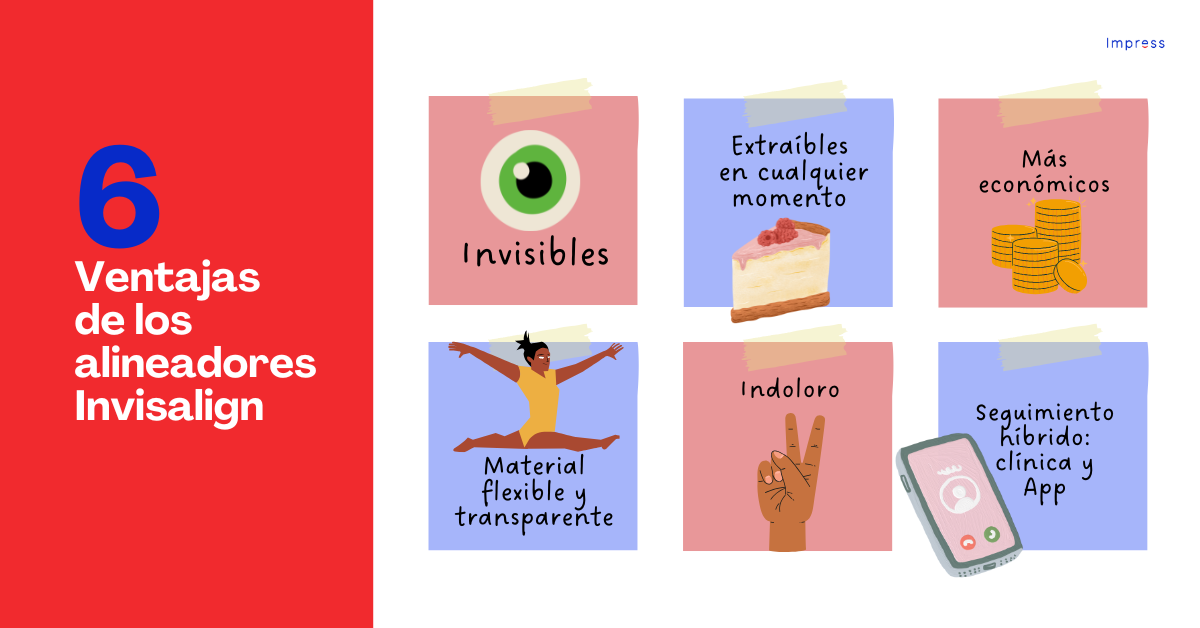 Infografía de las ventajas de los alineadores invisibles de Invisalign.