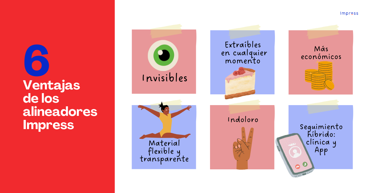 Infografía sobre las ventajas de los alineadores invisibles Impress.